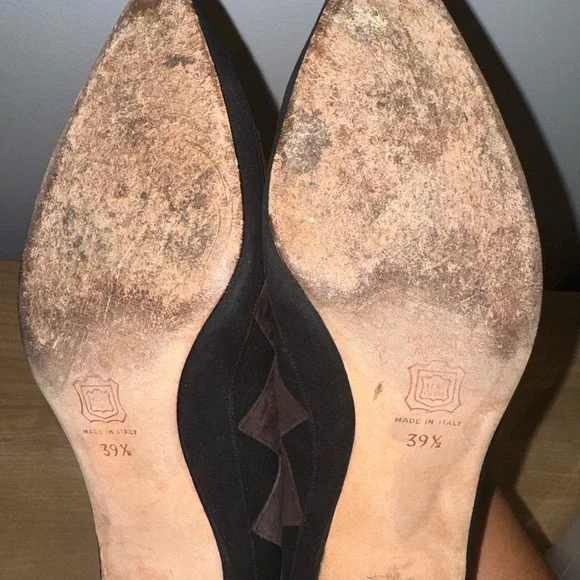 Vintage Manolo Blahnik Kitten Heels Brown and Black Checkered Suede‎ Size 39.5 - Picture 7 of 9